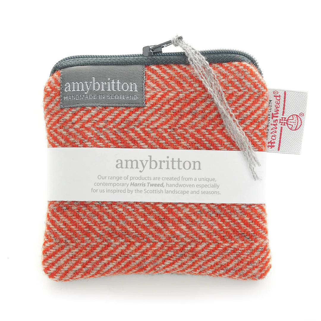 Harris Tweed Landscape Coin Purse, Orange