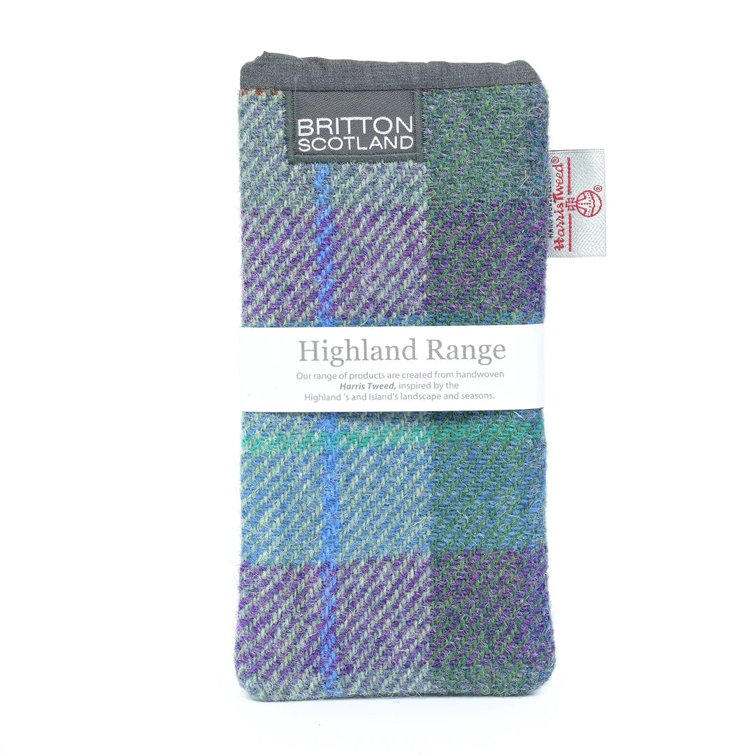 Harris Tweed Blue Green Plaid Glasses Case