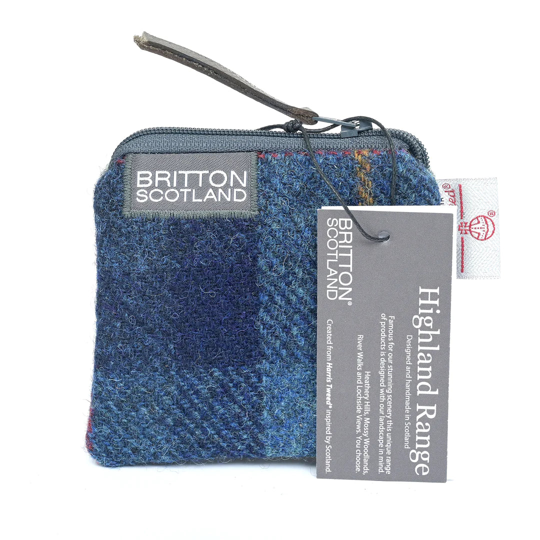 Harris Tweed Coin Purse, Navy Plaid