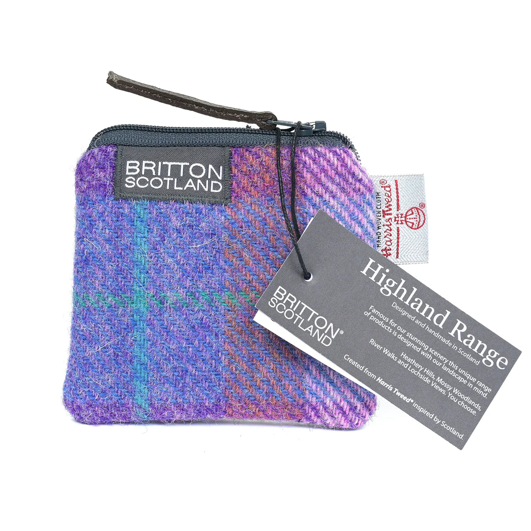 Harris Tweed Highland Coin Purse, Lavender Pink