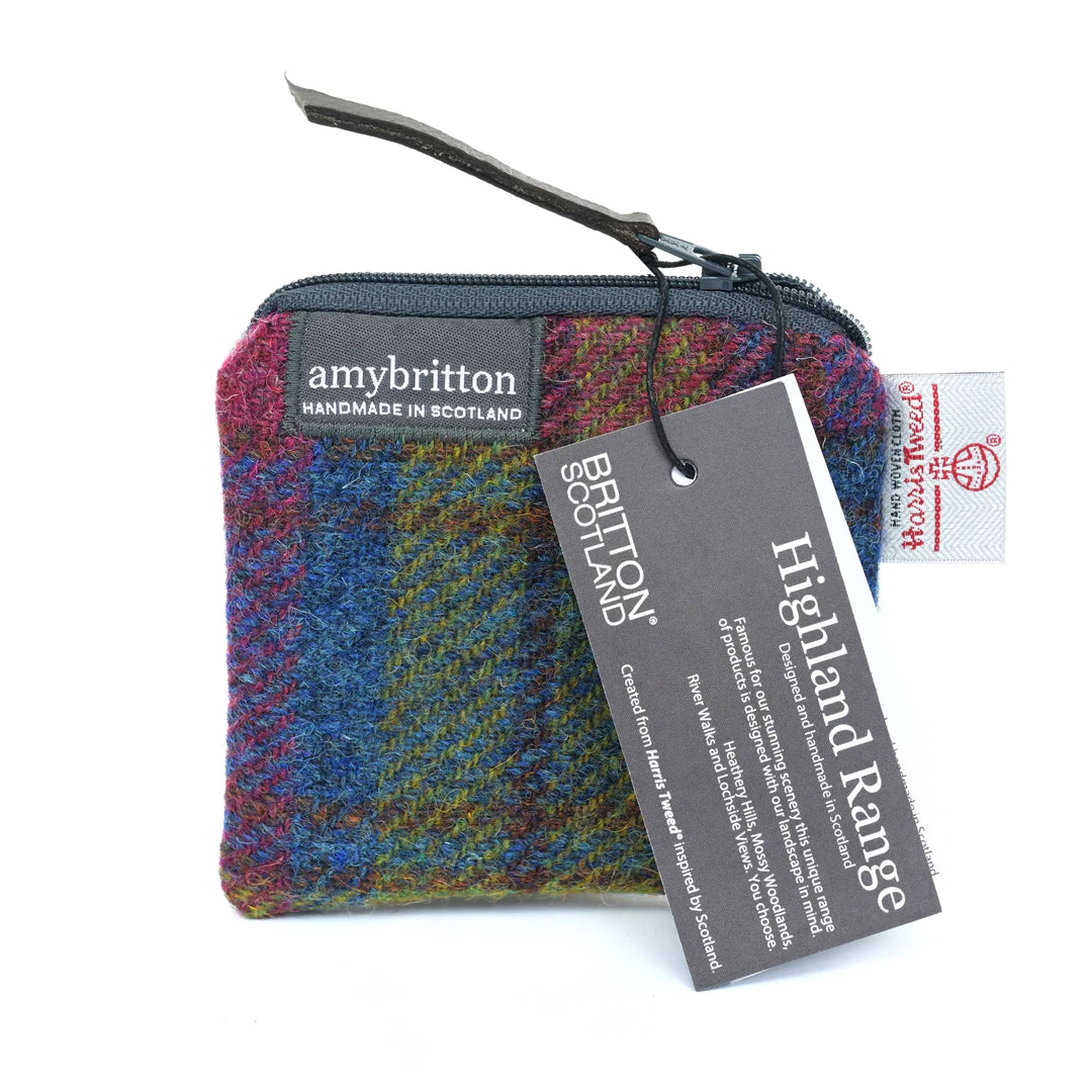 Harris Tweed Coin Purse, Multi Purple Plaid