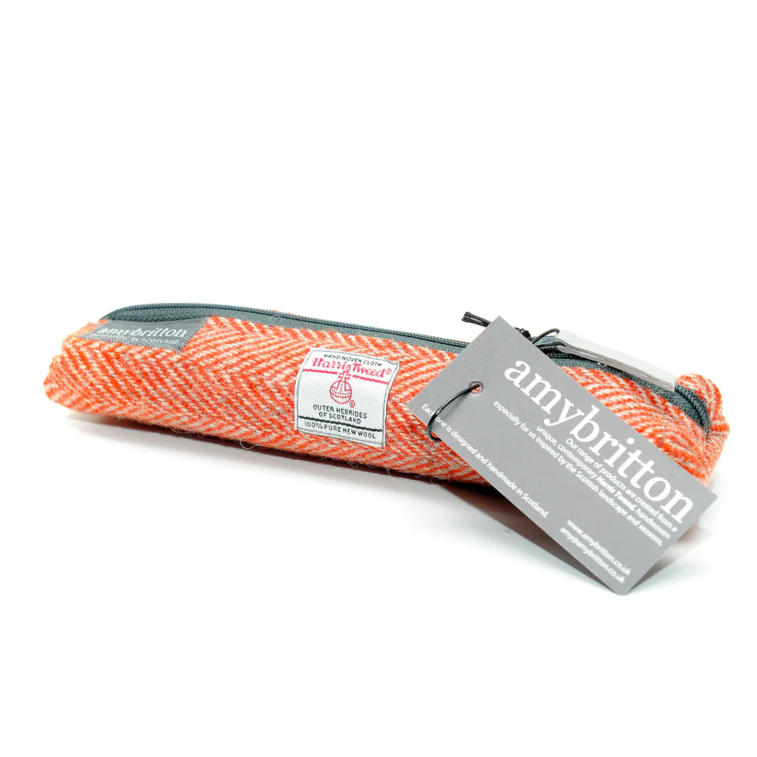Harris Tweed Slim Pencil Case, Orange