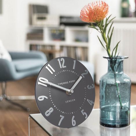 Thomas Kent 6” Mulberry Mantel Clock, Graphite Silver
