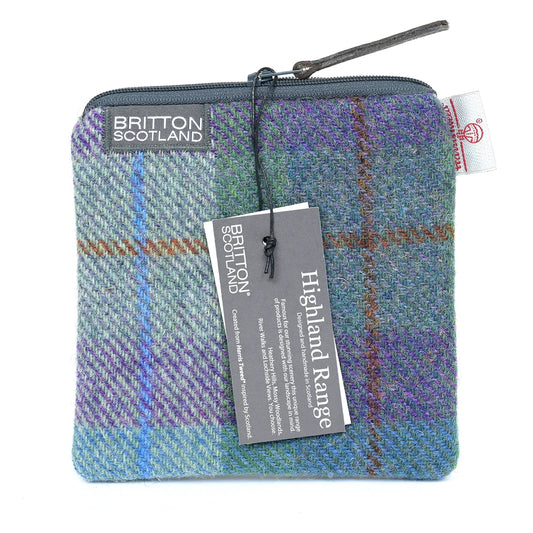 Harris Tweed Blue Green Plaid Large Purse