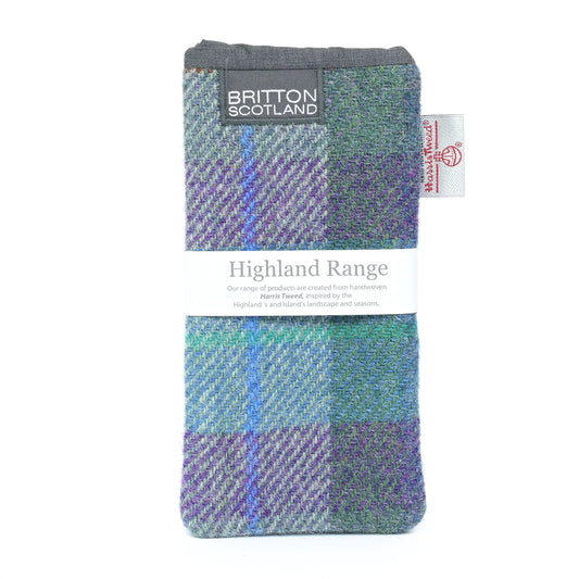 Harris Tweed Blue Green Plaid Glasses Case