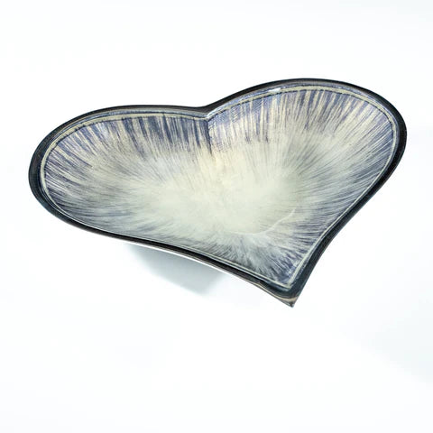 Brushed Silver Heart Dish Large 25 cm