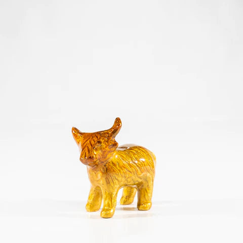 Highland Cow Brushed Gold , Medium 6 cm