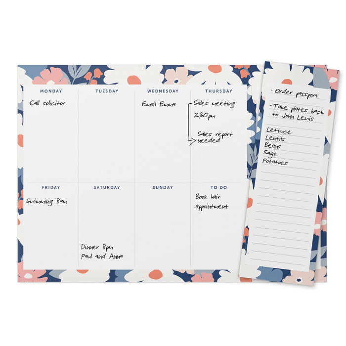 Busy B Weekly Planner Pad - Navy Daisy.