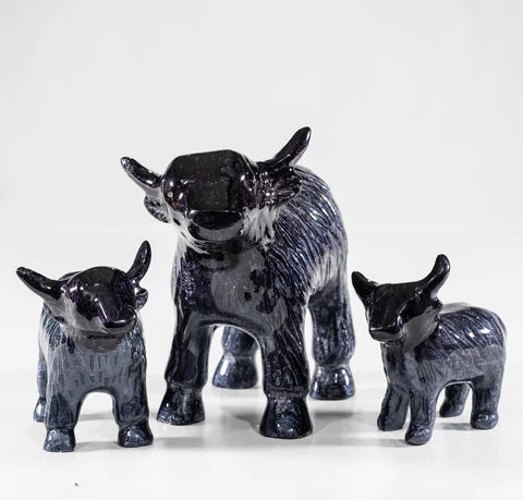 Highland Cow Brushed Black, XL 14 cm