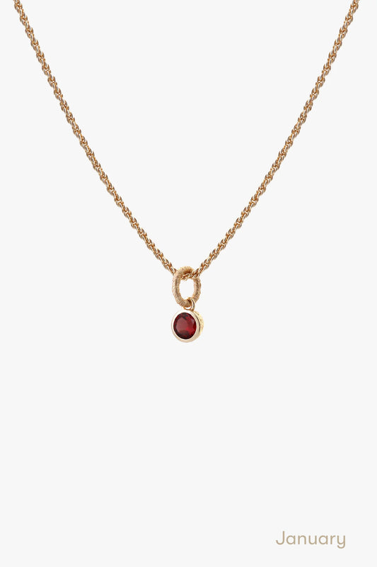 Garnet Birthstone Necklace Gold