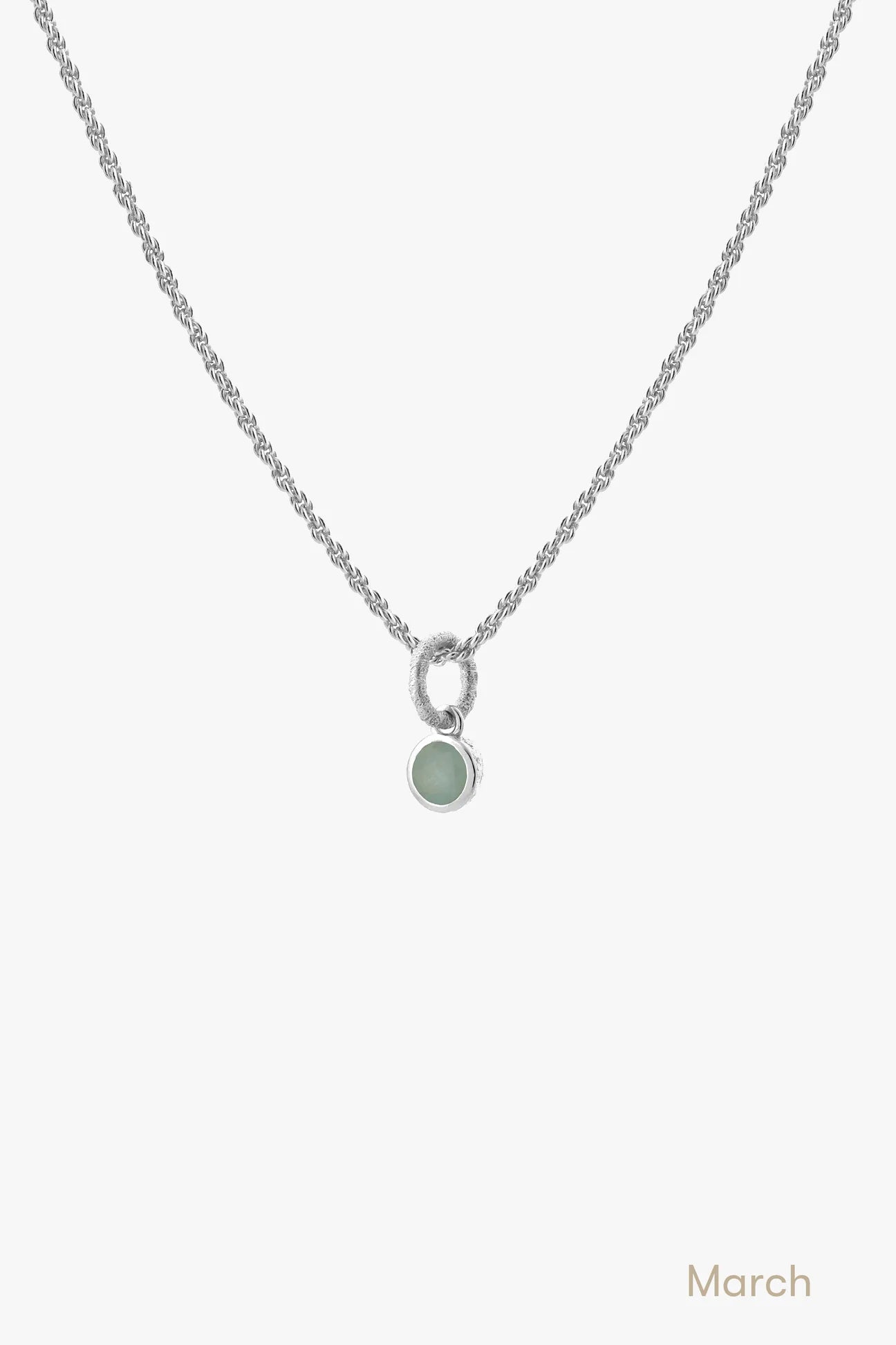 Aquamarine Birthstone Necklace Silver