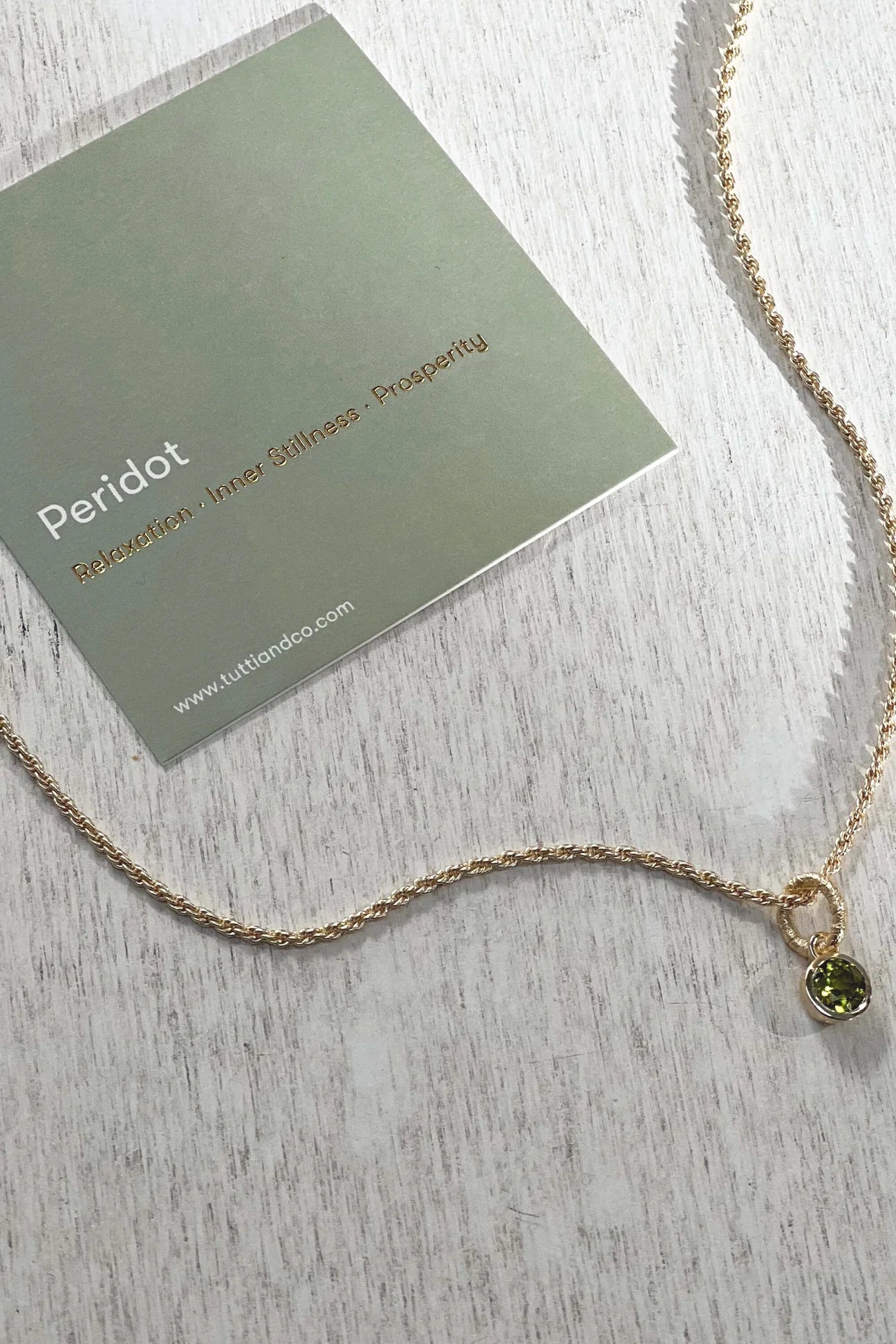 Peridot Birthstone Necklace Gold